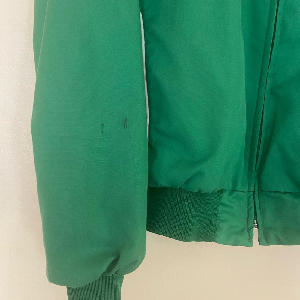80s Curduroy Collar Green Retro Vintage Swingster Athletic Track Jacket - Picture 7 of 8